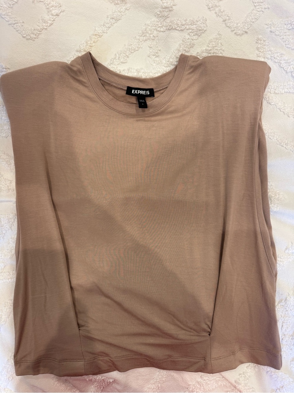 Express Women’s Taupe Crewneck Short Sleeve Tee